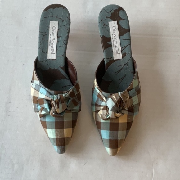 Olivia Rose Tal Cannes Gingham Silk in brown & blue size 8 - Picture 2 of 9